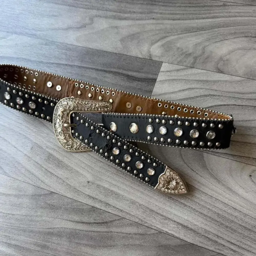 Vintage Y2K Western Rhinestone Cowgirl Belt